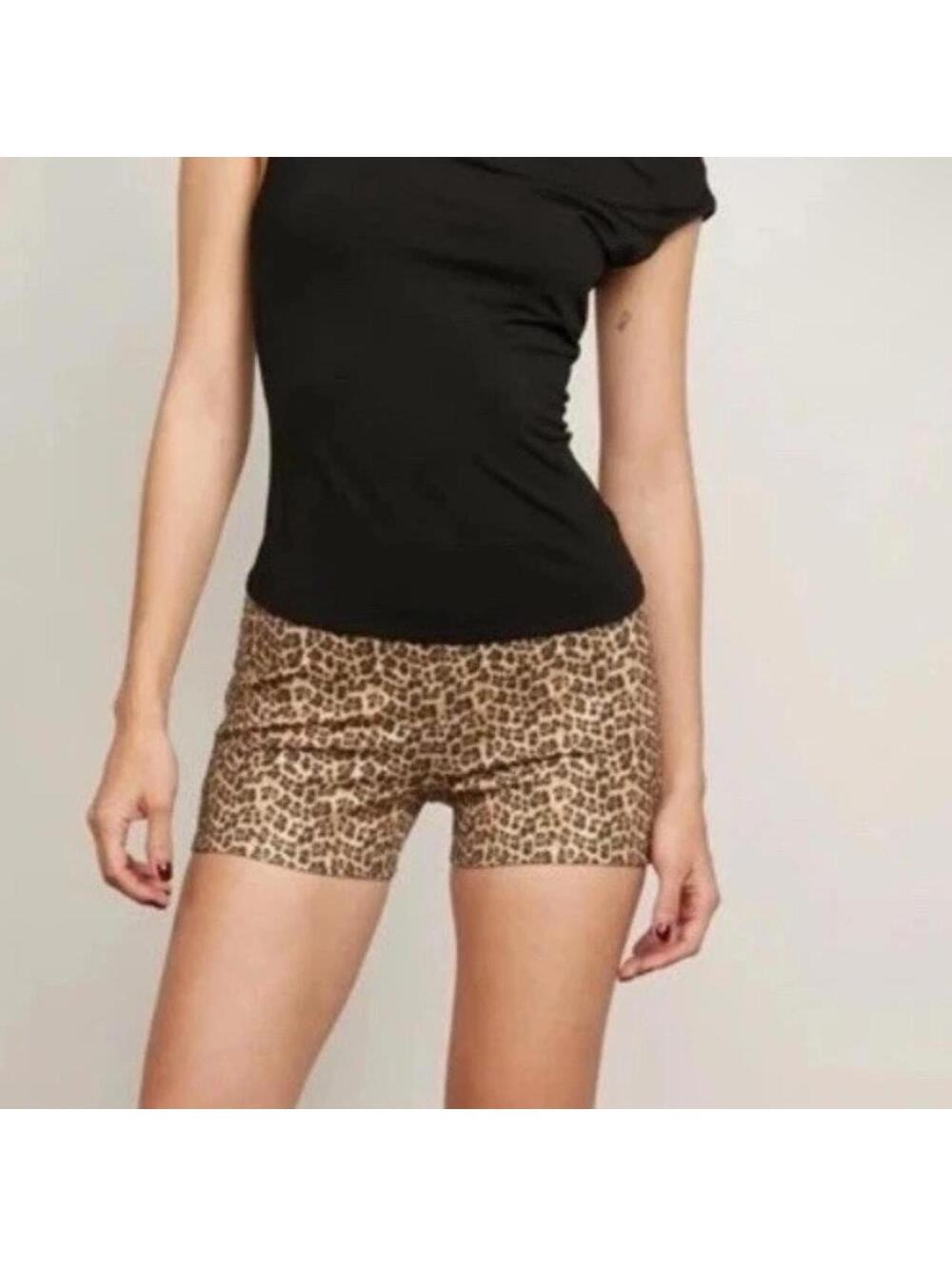 Miaou Leopard Booty Shorts Hot Pants Print Stretch NWT Sz. S